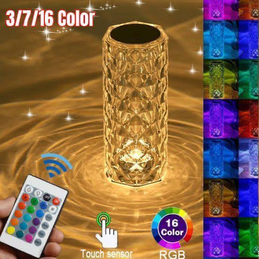 16 in 1 Touch & Remote Control Crystal Lamp - Dimmable RGB Lighting for Home & Decor