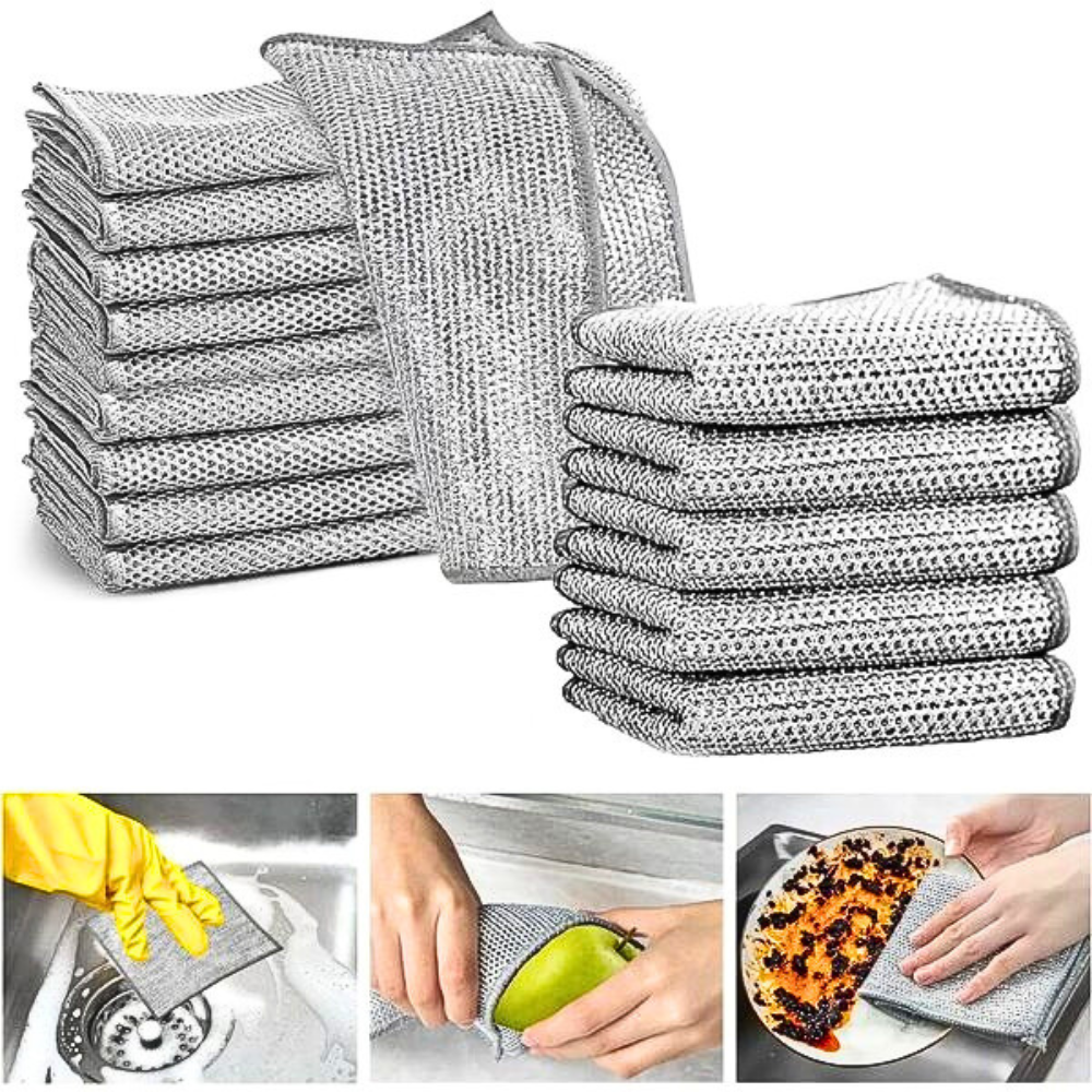 ⚡ Pack of 4 Durable Wire Dish Cloths 🌟