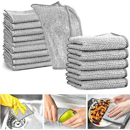 ⚡ Pack of 4 Durable Wire Dish Cloths 🌟