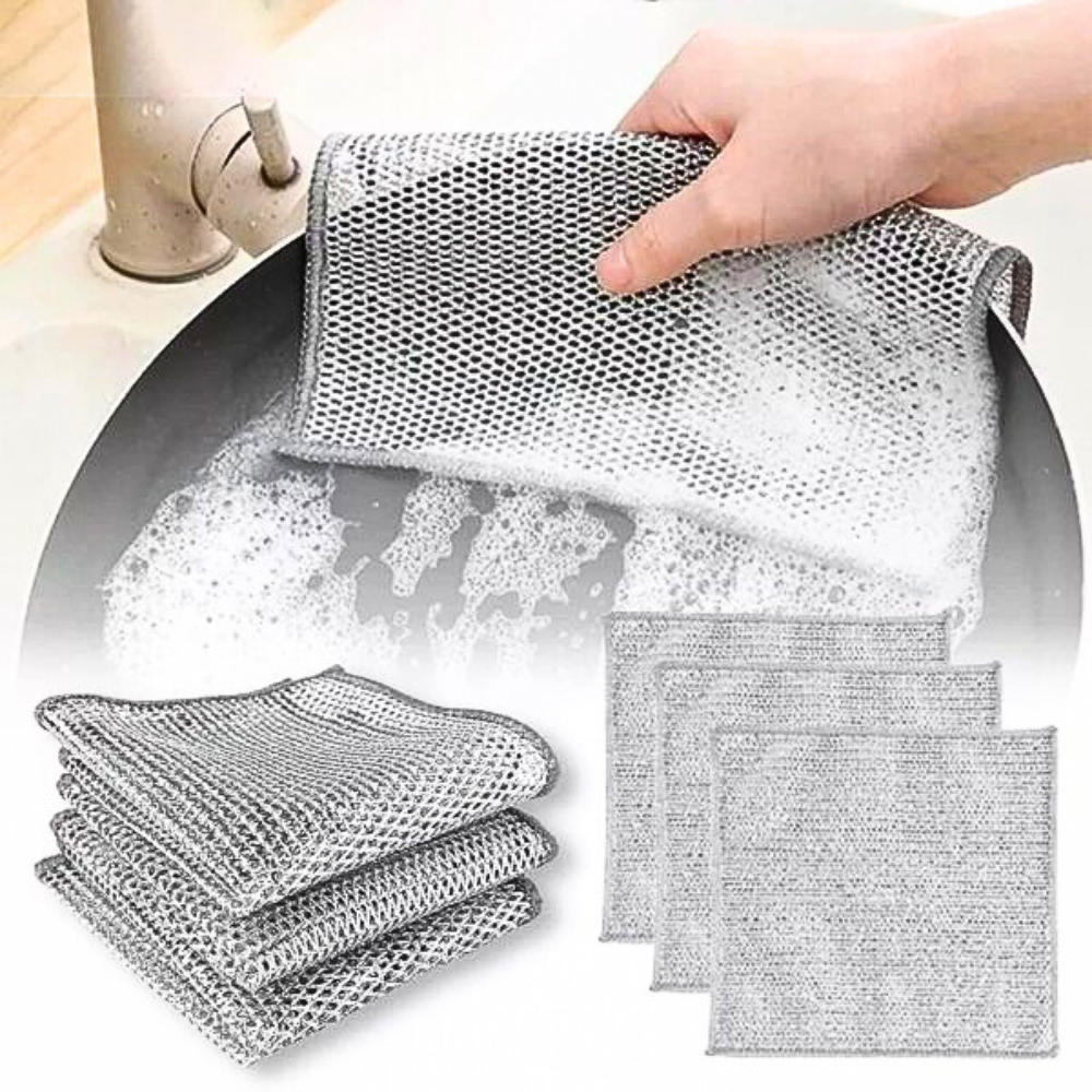 ⚡ Pack of 4 Durable Wire Dish Cloths 🌟