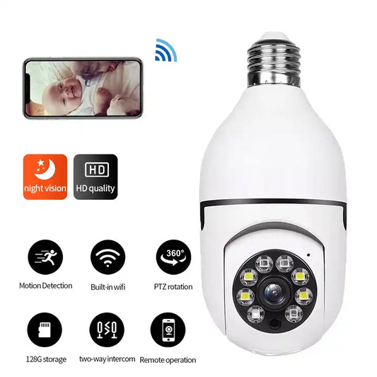 Night Vision Wireless Wifi Security Camera 360° HD 1080 with Built-in Security Alarm