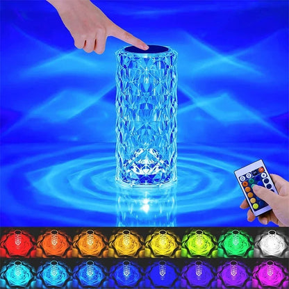 16 in 1 Touch & Remote Control Crystal Lamp - Dimmable RGB Lighting for Home & Decor
