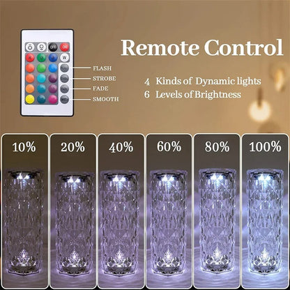 16 in 1 Touch & Remote Control Crystal Lamp - Dimmable RGB Lighting for Home & Decor