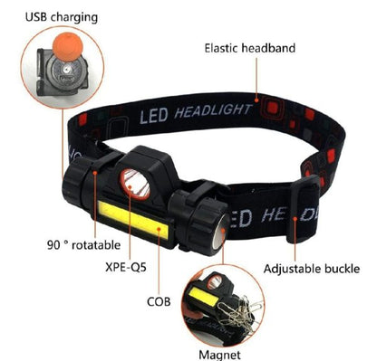 ⚡ Rechargeable LED Headlamp – Waterproof & Adjustable 🌟