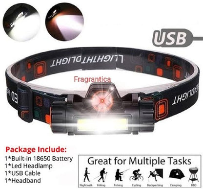 ⚡ Rechargeable LED Headlamp – Waterproof & Adjustable 🌟
